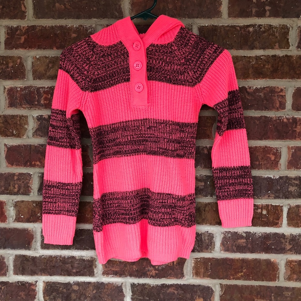 Little Girls Derek Heart Striped Hooded Sweater Size Medium
